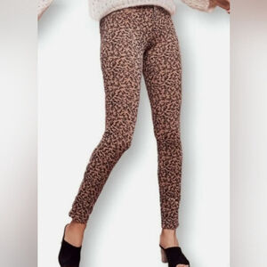 Anthropologie Pilcro Black Floral Printed Corduroy Brown Skinny Pants